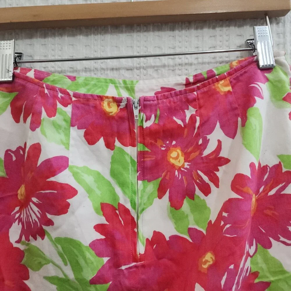 Merona Pink Floral Mini Skirt Y2K 2000s Lined Cotton Summer Skirt Size 10